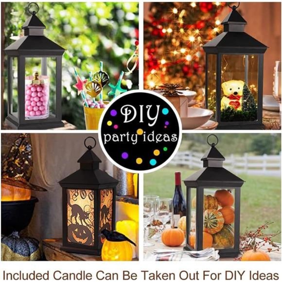 14" Tall Vintage Decorative Lantern with LED Pillar Candle - Outdoor Lantern - Picture 6 of 8